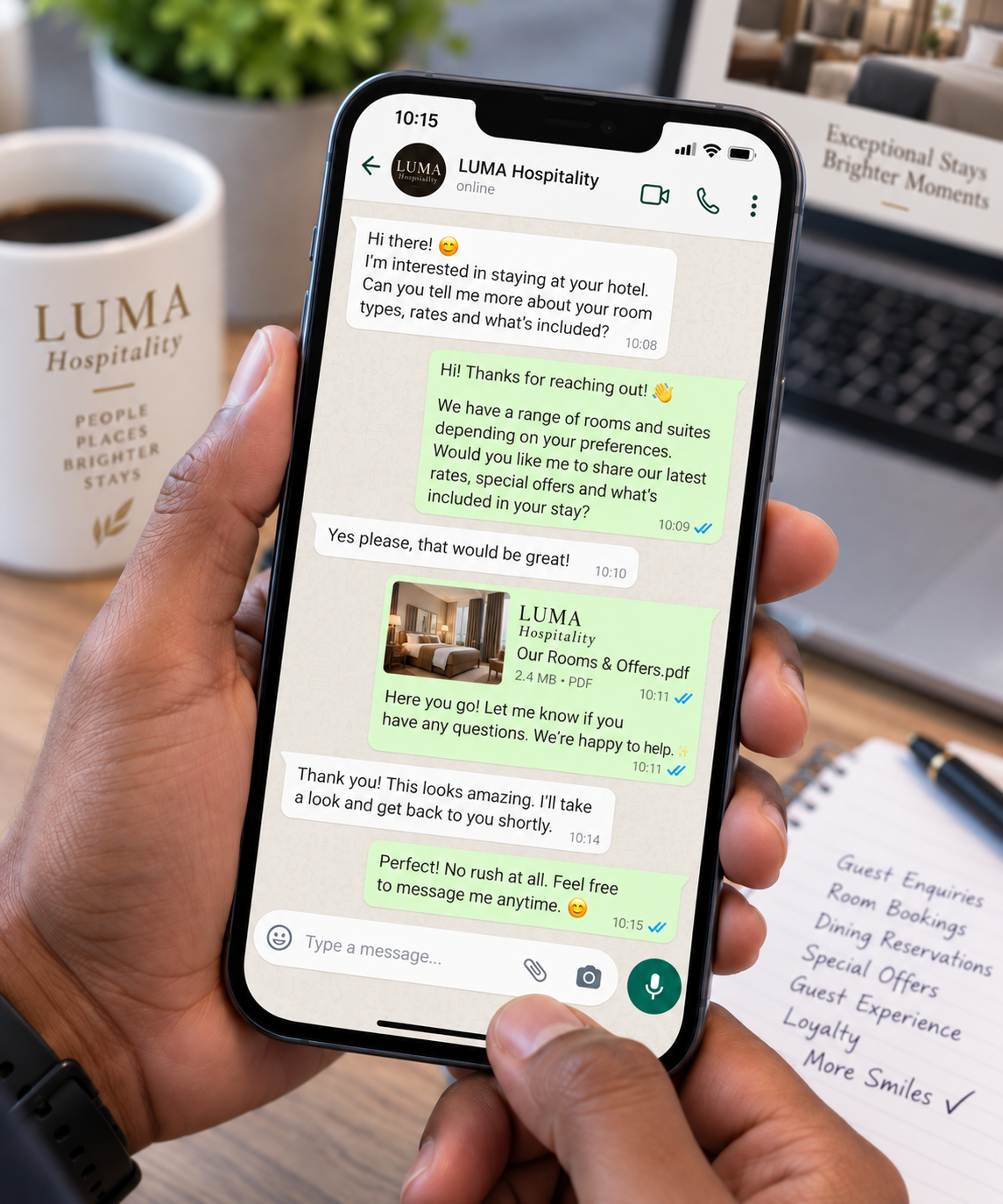 Photo: phone showing a customer conversation